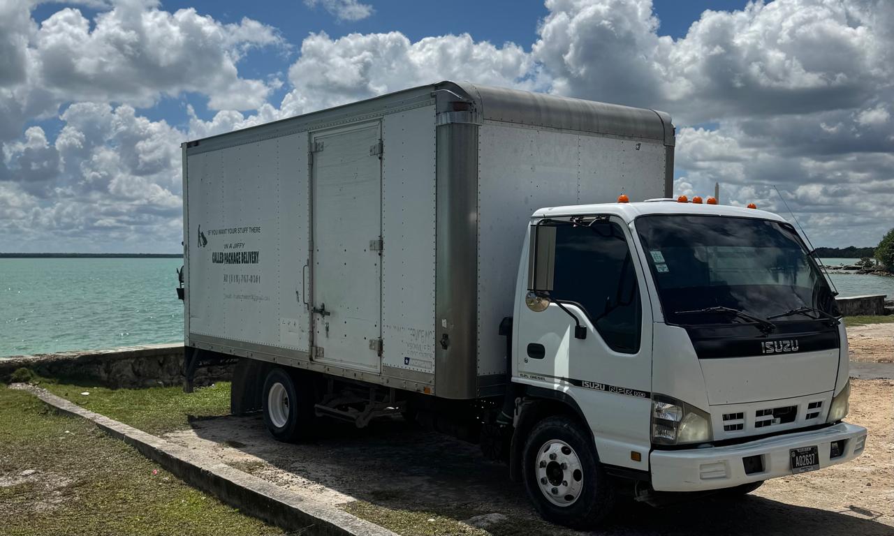 Box truck on Northern Highway, Orange Walk
